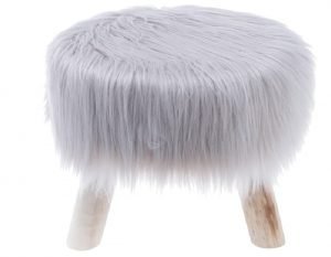 Puff Madeira/Poliéster Fur Pelinhos Urban Cinza